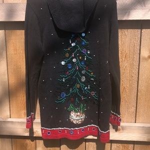 - Ugly Christmas sweater Long detailed Christmas tunic sweater with cowl n…